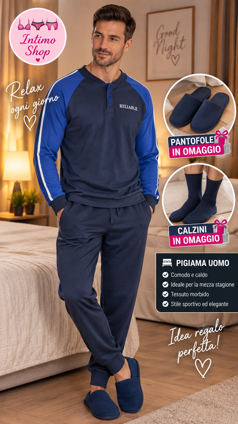 Pigiama Da Uomo Reliable con ciabatte e calzini