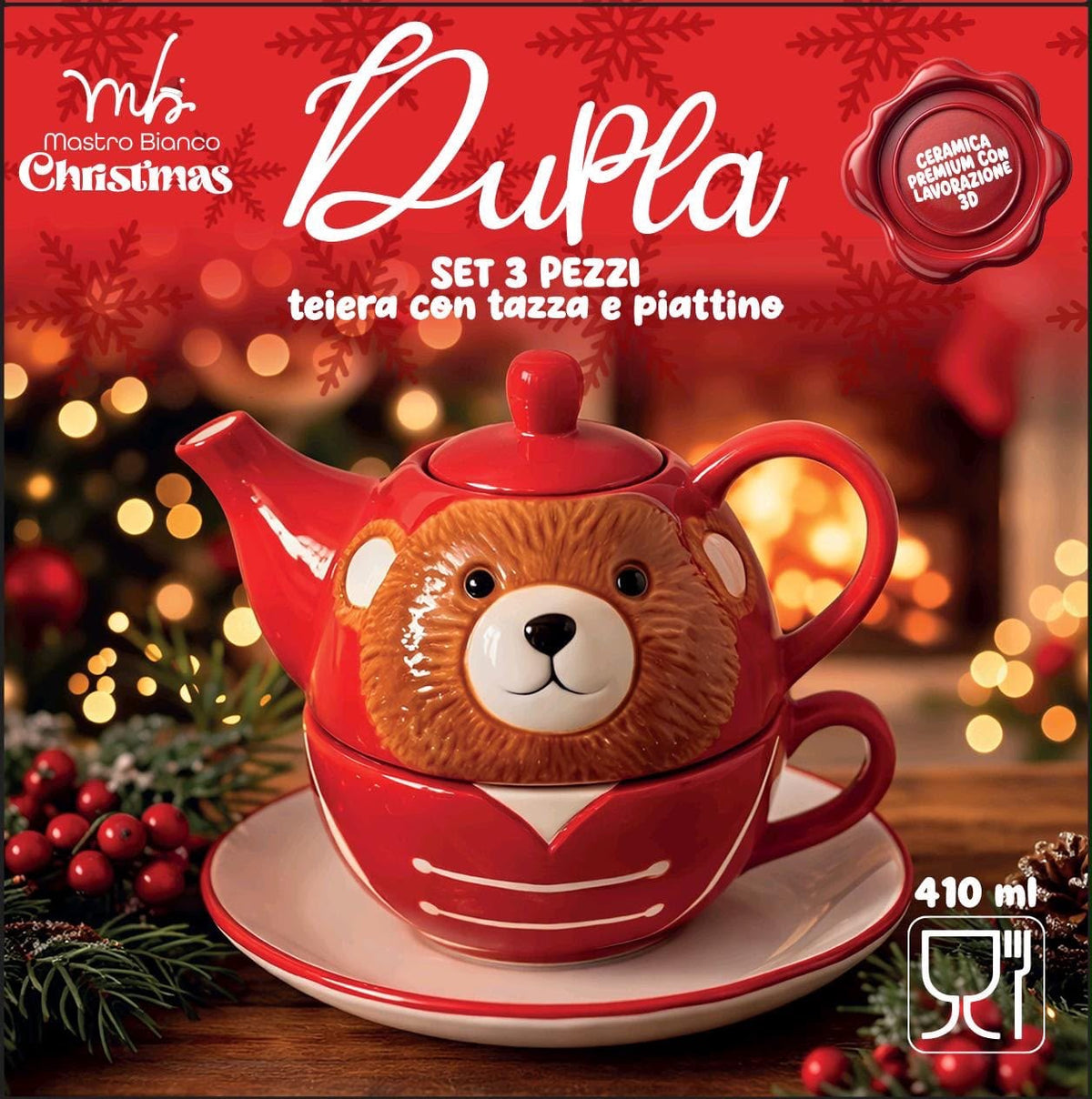 Set 3 pz teiera con tazza
