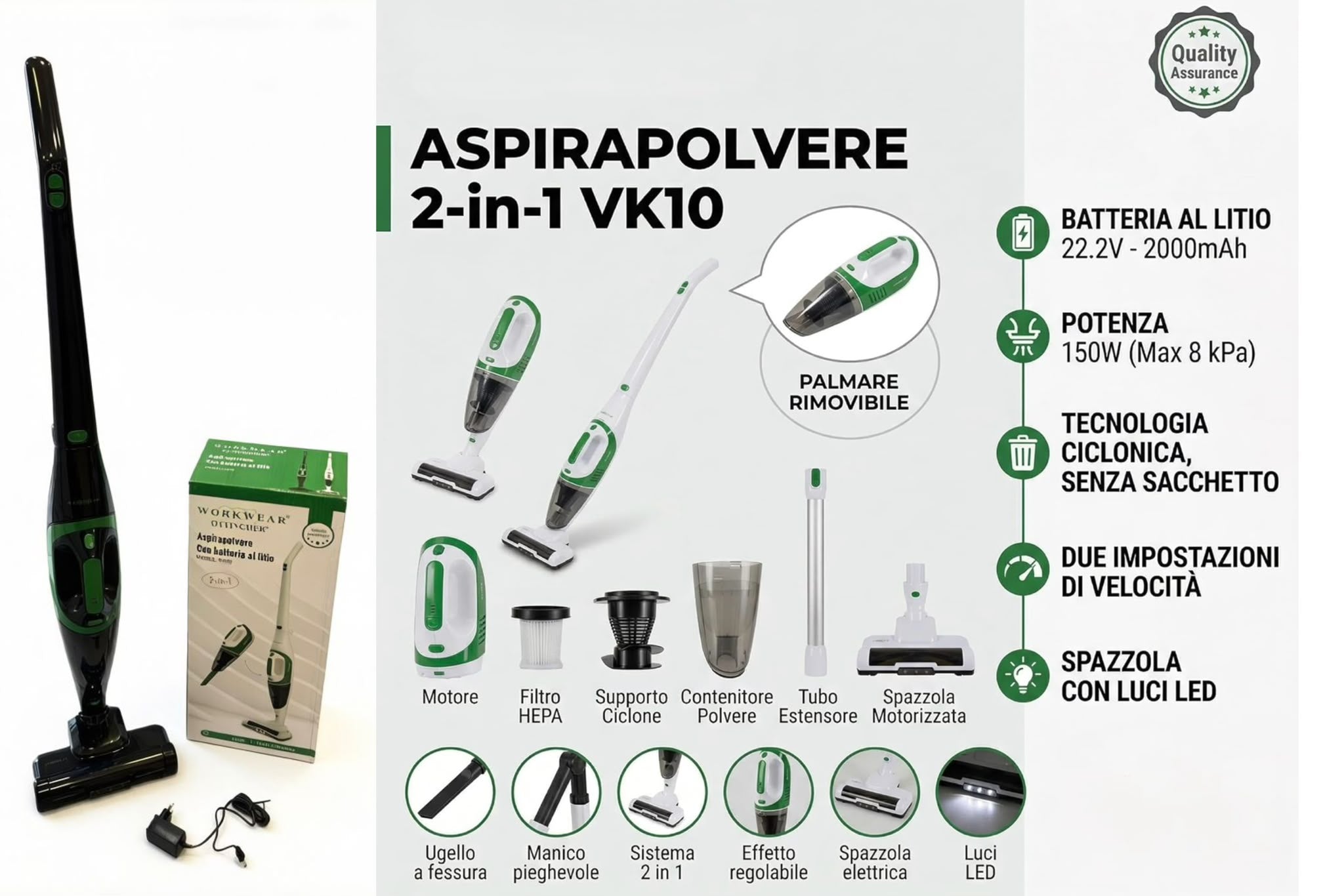 Aspirapolvere ricaricabile 2 in 1
