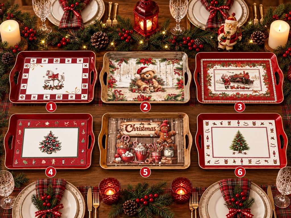 Vassoio Natale Rettangolare con Manici – Fantasie Assortite