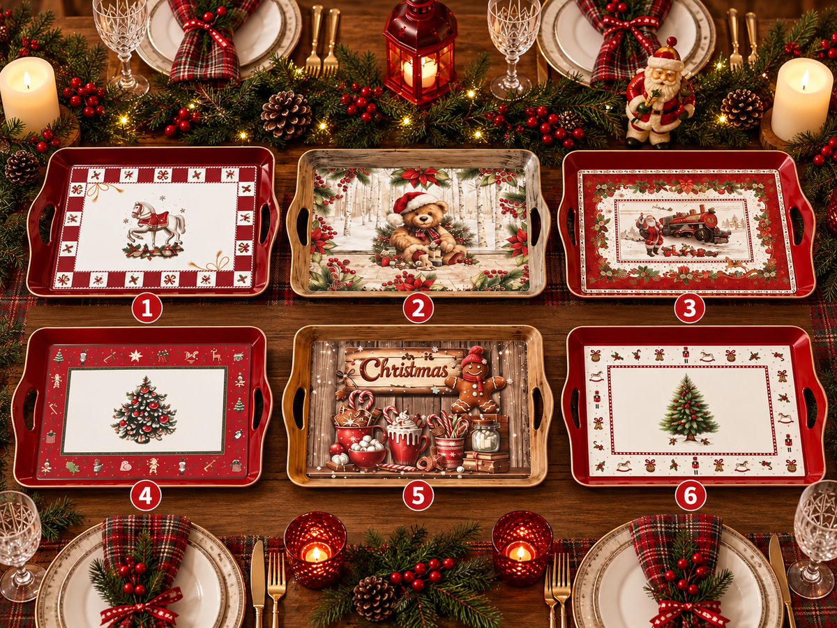 Vassoio Natale Rettangolare con Manici – Fantasie Assortite