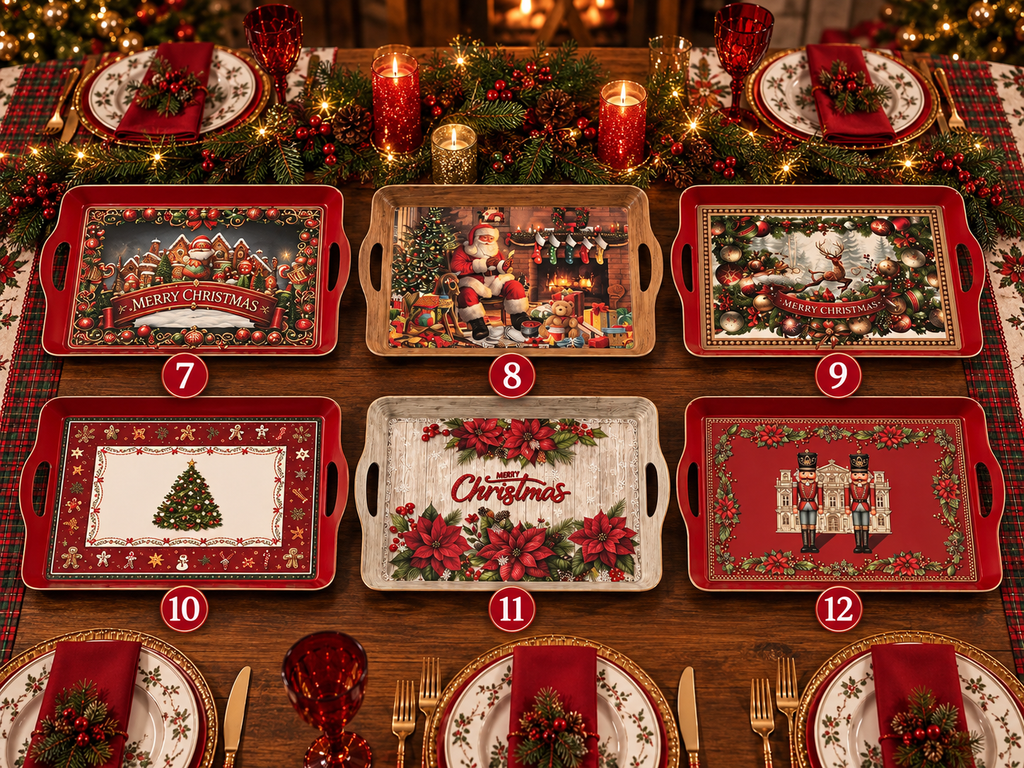 Vassoio Natale Rettangolare con Manici – Fantasie Assortite