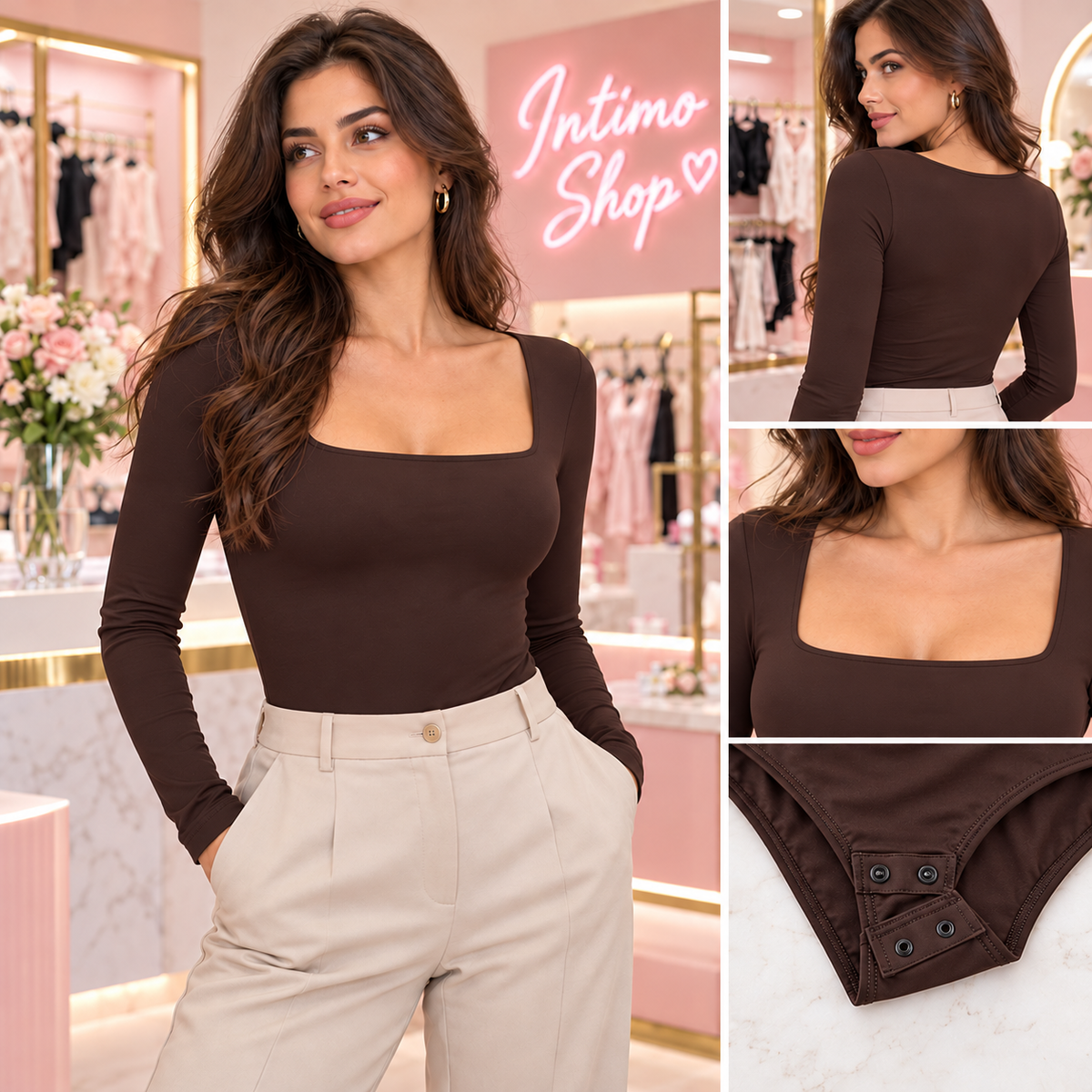 Sotto Giacca Body Donna Miss Kimery con Scollo Quadrato