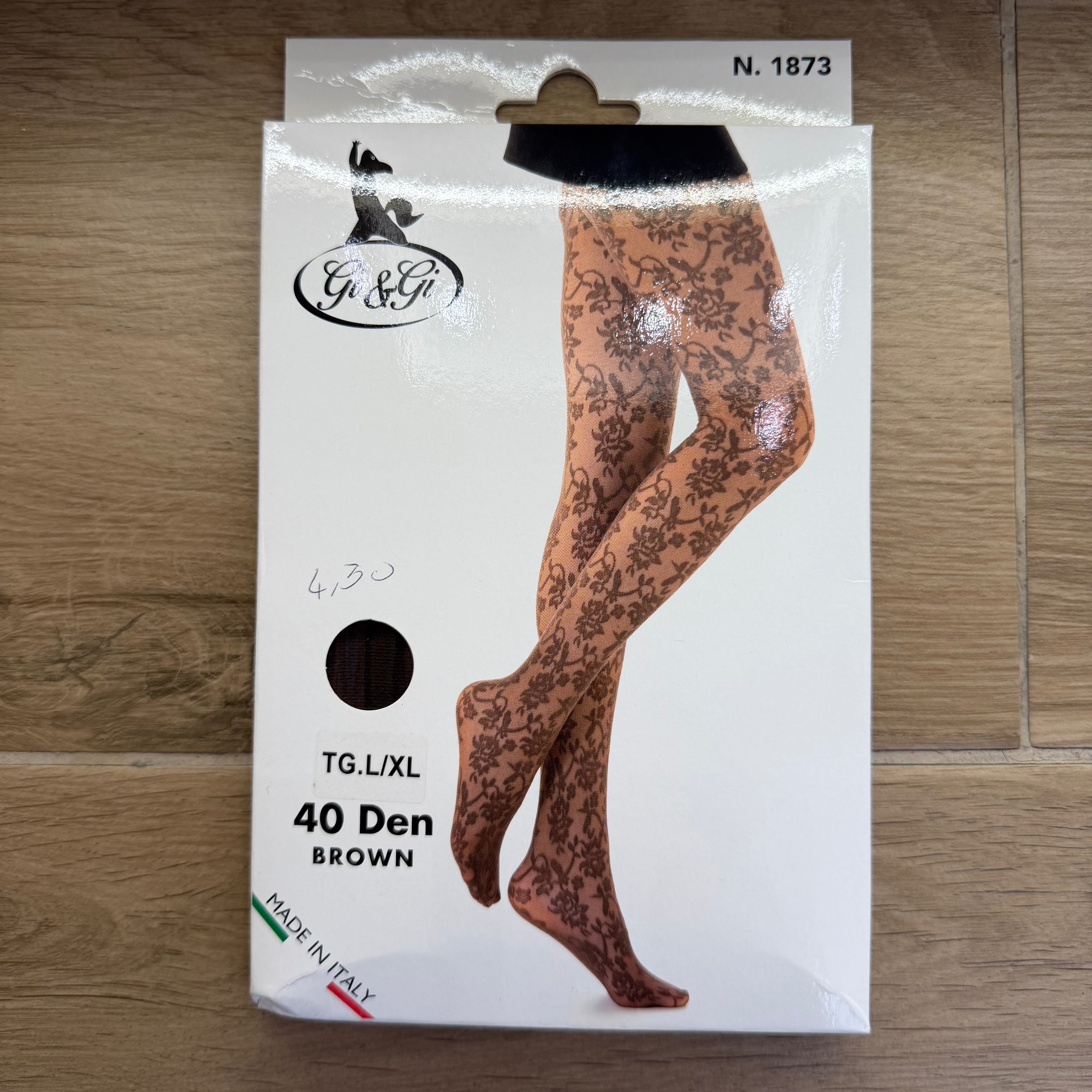 Calze 40 Den Ricamate BROWN 1873