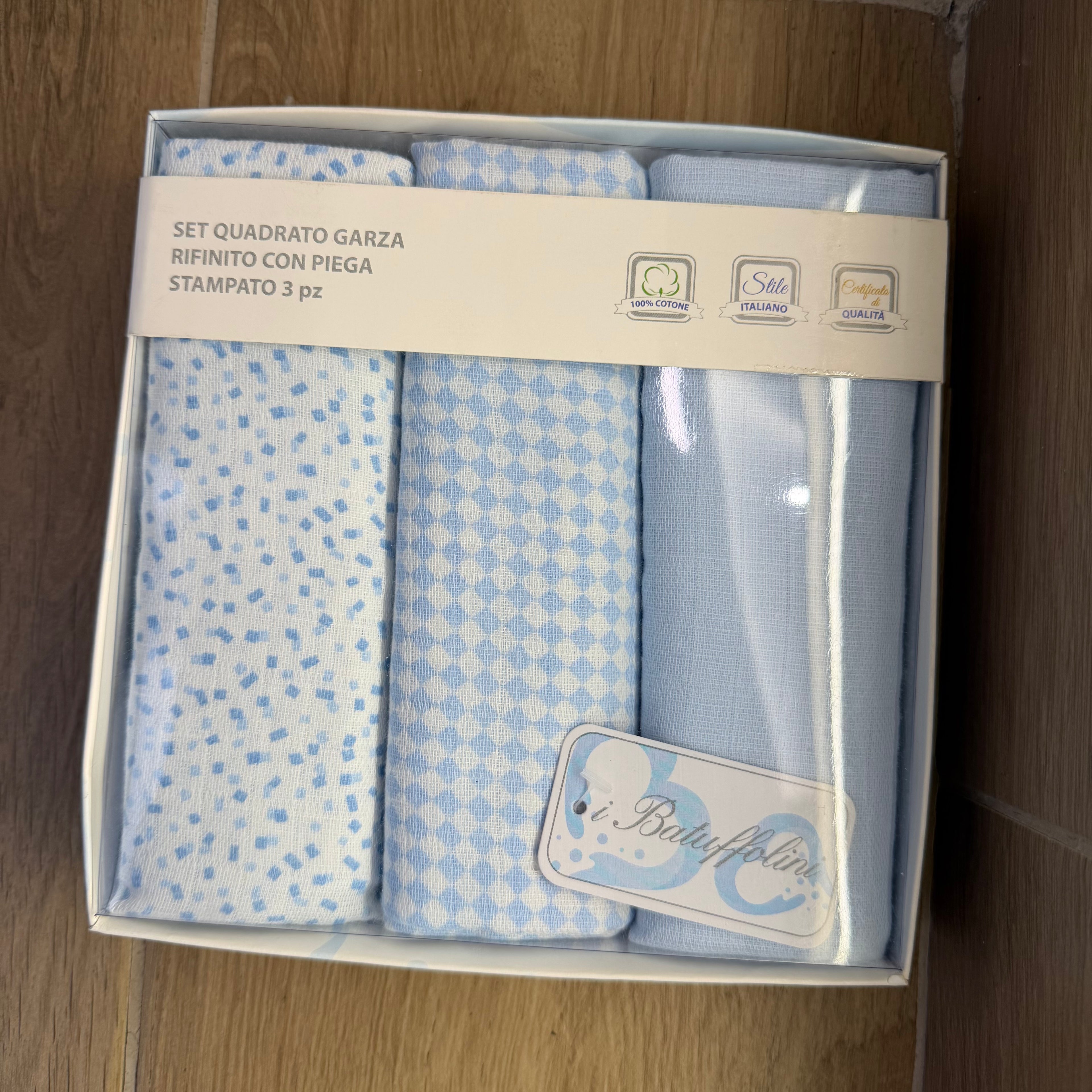 Set Quadrato Garza 100% Cotone