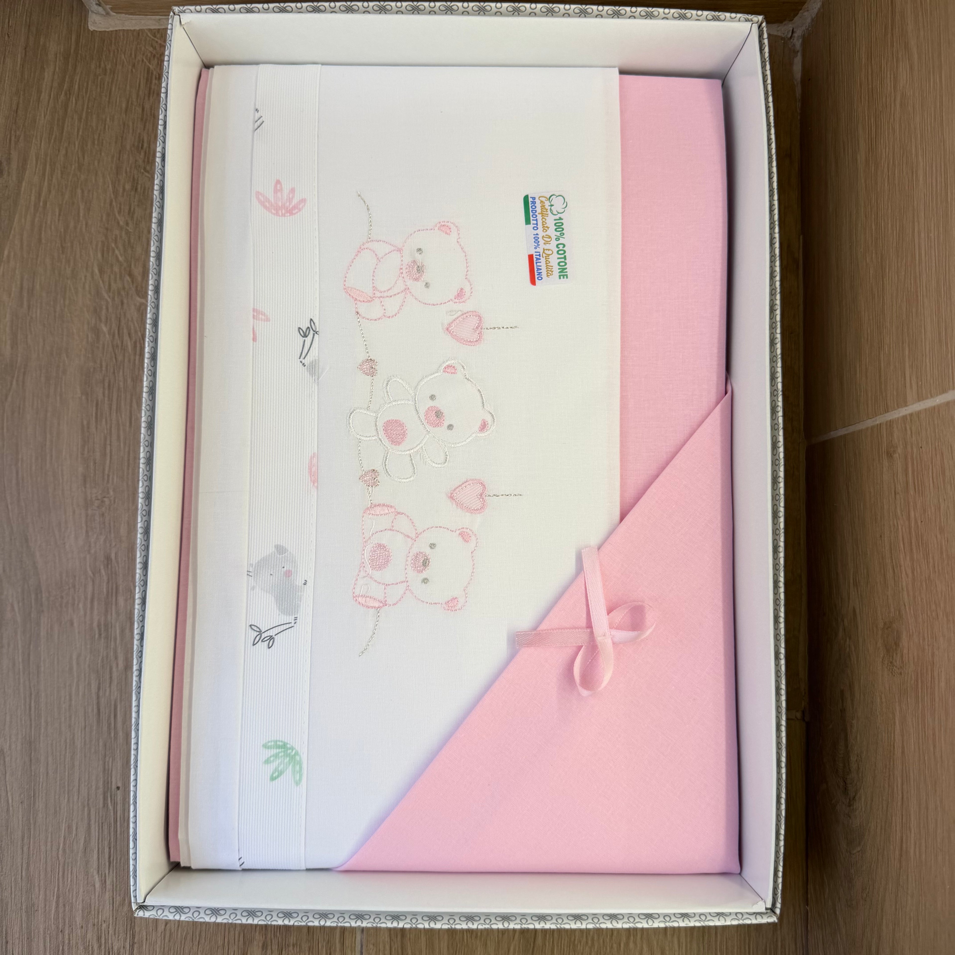 Lenzuola Compose Lettino 120X180 Rosa