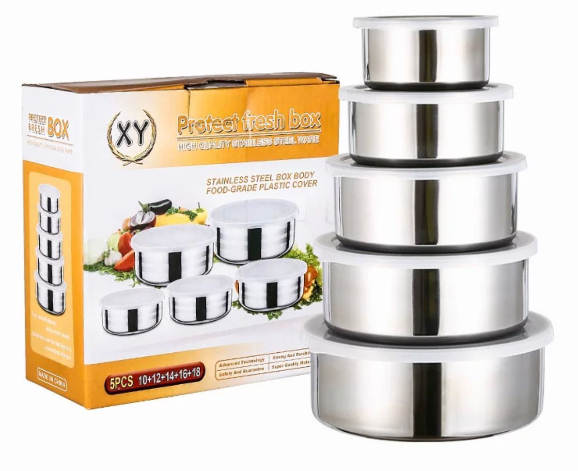 Set 5 contenitori con coperchio in alluminio