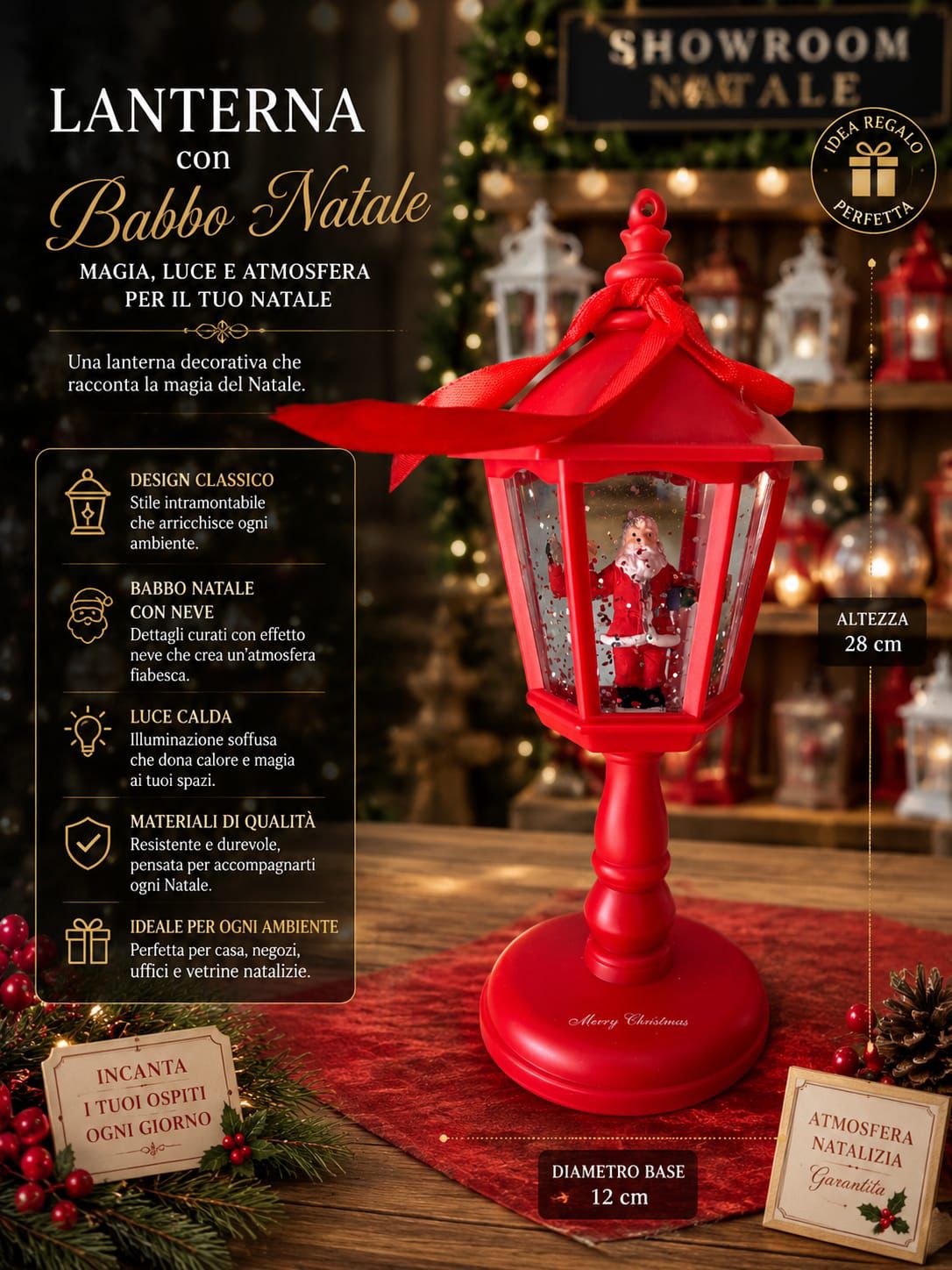 Lampione Natale Con Musica e Led