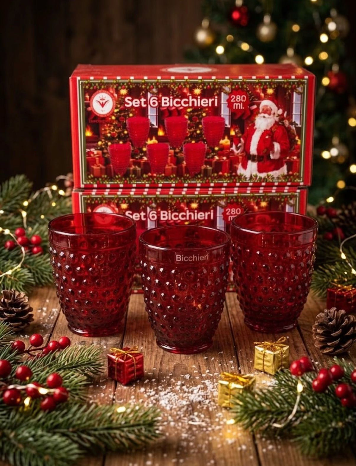 Bicchieri Bolle Natale 6 Pezzi