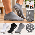 Calzini antiscivolo uomo Natural Classic tre colori, bianco nero e grigio
