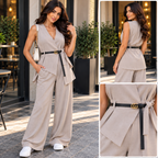Completo donna gilet e pantalone Beige