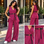 Completo donna gilet e pantalone Bordeaux