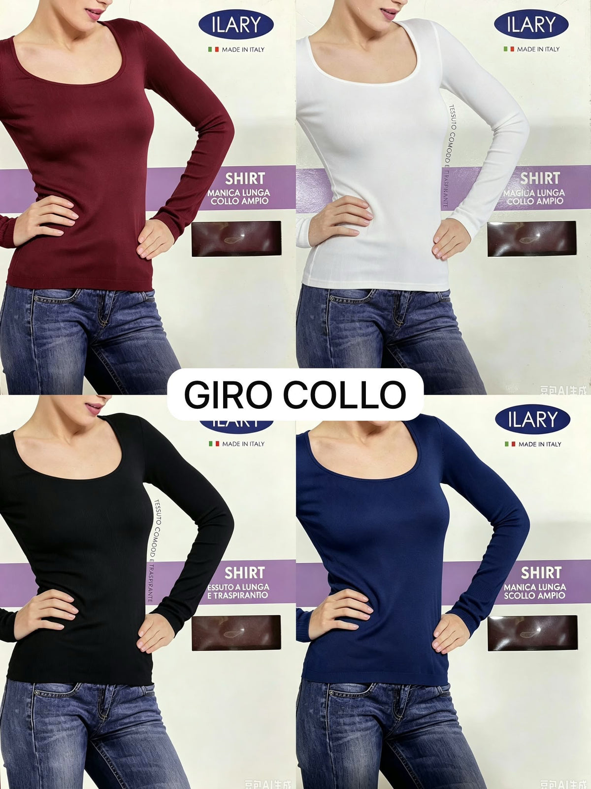 Girocollo ILARY bordeaux bianco nero blu