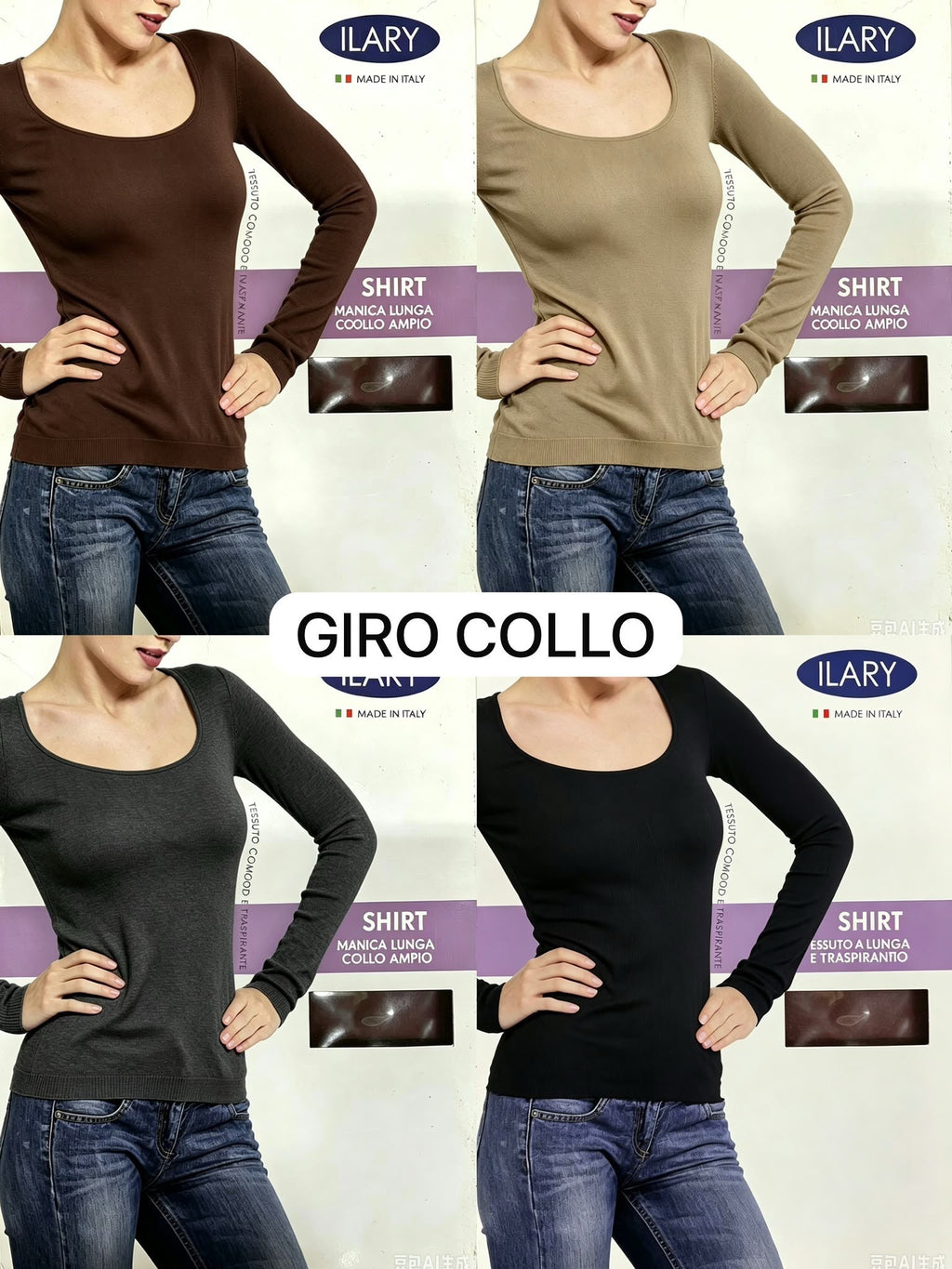 Girocollo ILARY marrone fango grigio nero