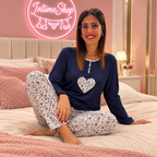 Pigiama donna cuore blu notte