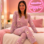 Pigiama donna orsetti rosa indossato