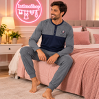 Pigiama uomo grigio e blu